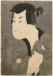 Der Schauspieler Sakata Hangoro III als Bösewicht Fujikawa Mizuemon